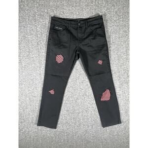 Fried Denim Jeans Mens Size 34x30 Slim Stretch Fit Distressed Ripped Black‎